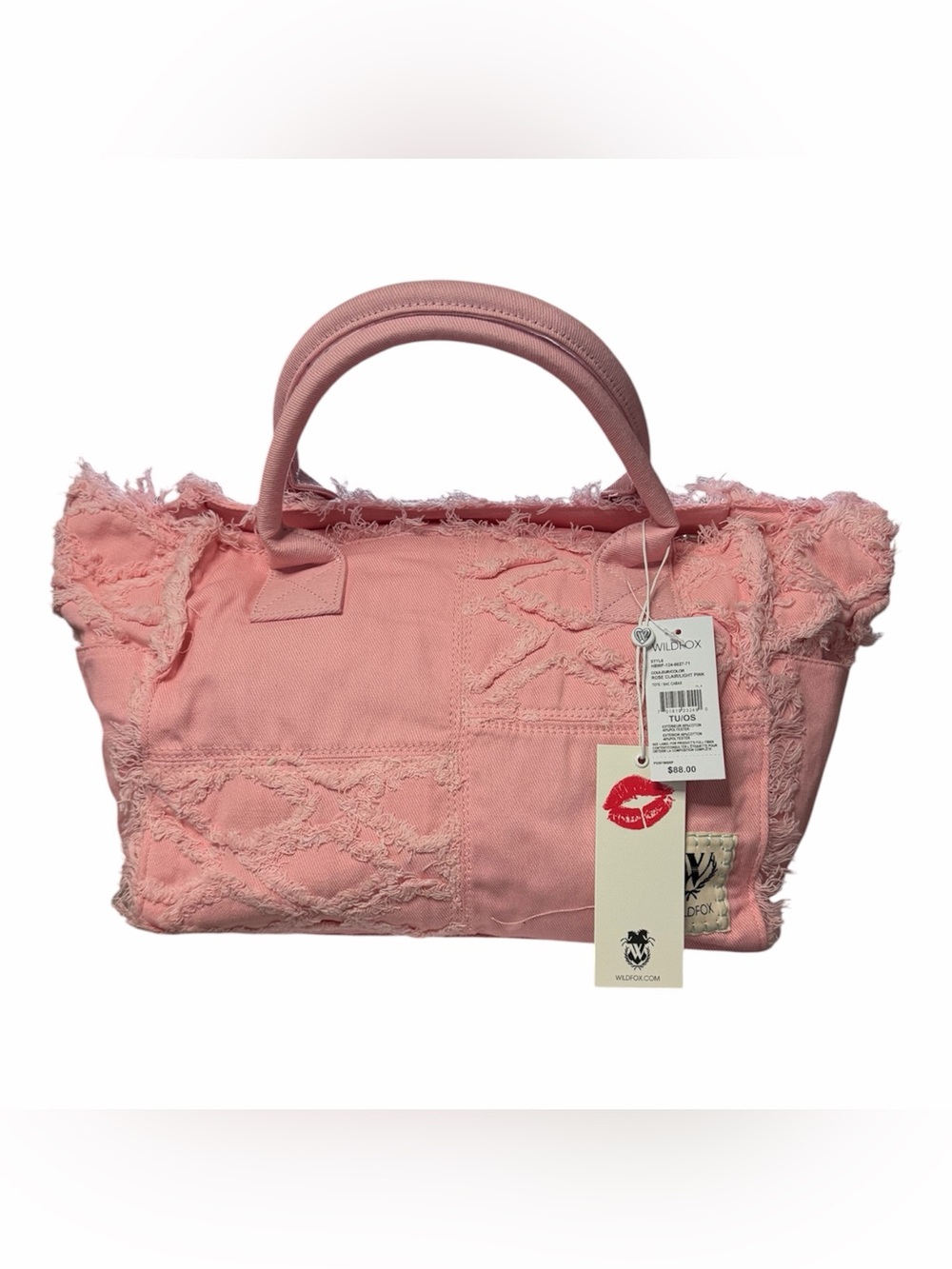 Wildfox Pink Patchwork Frayed Denim Tote Bag 
NWT